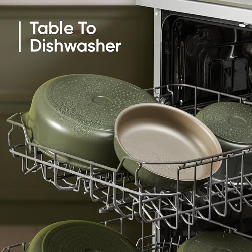CAROTE 19 Pcs Pots and Pans Set, Nonstick Cookware Sets with Detachable Handle, Titanium Reinforced, Oven Safe, Cookware Non Stick Cooking Set w/Frying Pans & Saucepans Green(PFOS, PFOA Free)
