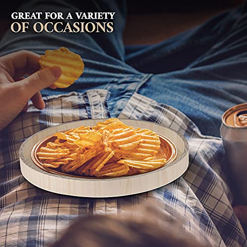 Wooden Round Trays for Serving - Five Piece Nested Breakfast Tray - Wood Crafts Trays for Organizing & Catering