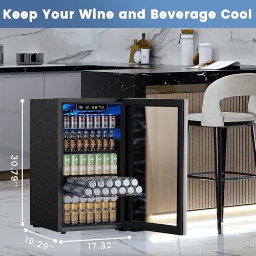 Electactic Mini Fridge 130 Can Beverage Refrigerator Cooler, 3.2 Cu.Ft Drink Fridge forSoda Wine Beer, Digital Temperature Control Cooler for Home, Dorm, Bar