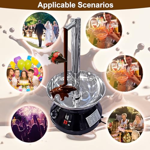 Chocolate Fountain Machine, Faucet Model Chocolate Waterfall Machine, Stainless Steel Chocolates Fountain Warmer with Chocolates Melting Function for Party, Wedding, Birthday (Black)