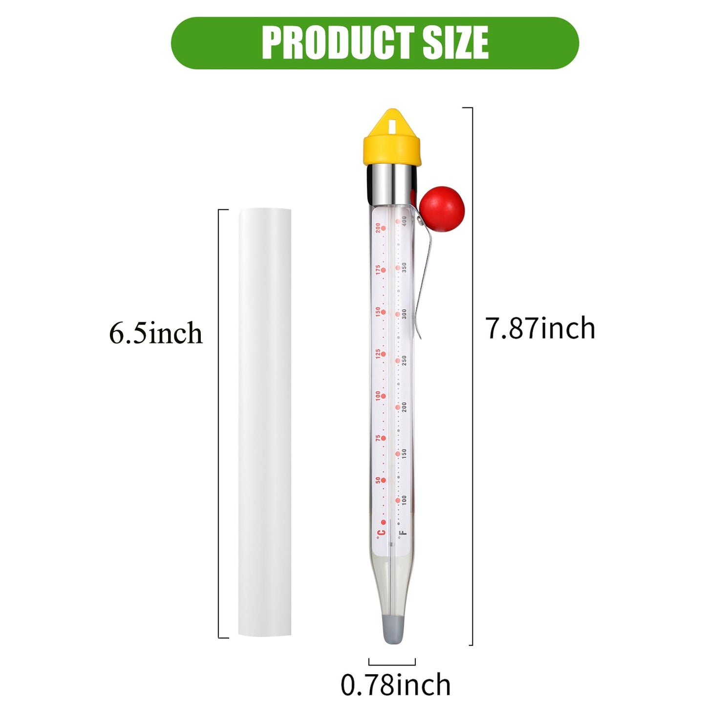 Candy Thermometer for Candy Making, 2025 New Deep Fry Oil Thermometer Candy Sugar Syrup Jam Jelly Instant Read Glass Food Kitchen Cooking Thermometer with Pot Clip and Hanging Hook for Food
