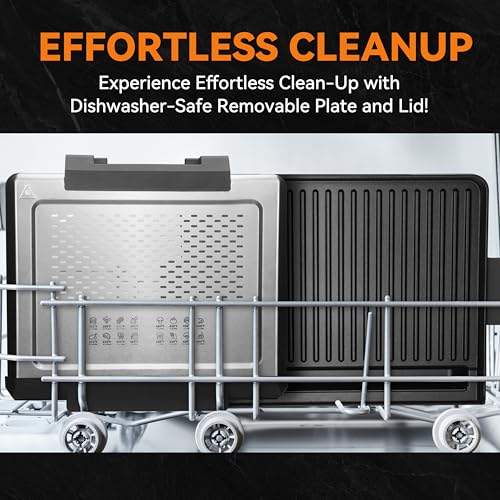 Baker's Friend Smokeless Indoor Grill with Removable Plates, Portable BBQ Grill, Electric Grill Indoor, Indoor Grills Electric Smokeless, Cooking & Grilling Gifts, Recipes Included, Graphite