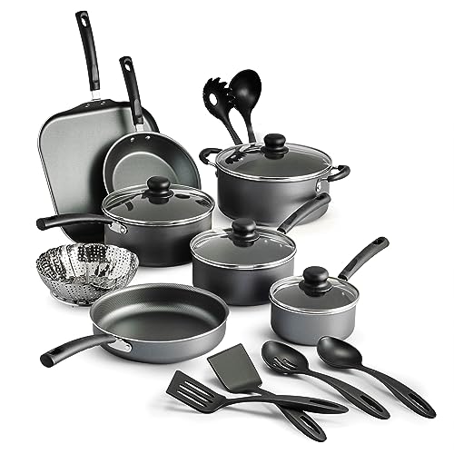 Primaware 18 Piece Non-stick Cookware Set, Steel Gray