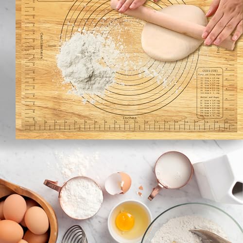Montex Pastry Board with Measurement 24'' x 20", Wooden Kneading Board, Pastry Board for Rolling Dough, Pastry Baking Board with Counter Lip