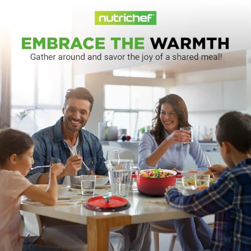 NutriChef Enameled Cast Iron Dutch Oven – 5 QT Pot with Lid, Cooking Pot with Moisture-Sealing Lid for Bread Baking, Stews, Braising, Roasting, Marinating & Slow Cooking – Oven Safe Up to 500°F