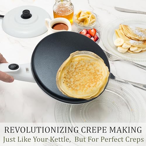 Moss & Stone Cordless Electric Crepe Maker, 8" Portable Nonstick Crepe Pan
