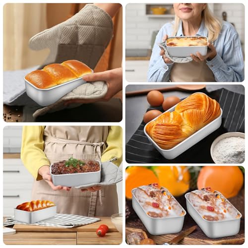 LIANYU 12 Pack Mini Loaf Pan for Baking Bread, 6.3 x 3.5 Inch Stainless Steel Small Bread Loaf Pan for Homemade Meatloaf, Tin Loaf Baking Pan Perfect for Banana Sourdough Sandwich, Dishwasher Safe