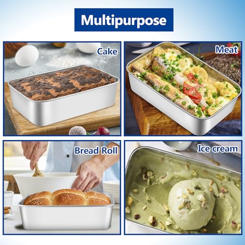 Enjamyo 6 Pack Loaf Pans, 9 x 6 Inch Loaf Pans Set, Stainless Steel Baking Bread Pans for Homemade Meatloaf Cake Brownies Lasagna, Oven & Dishwasher Safe(Silver)