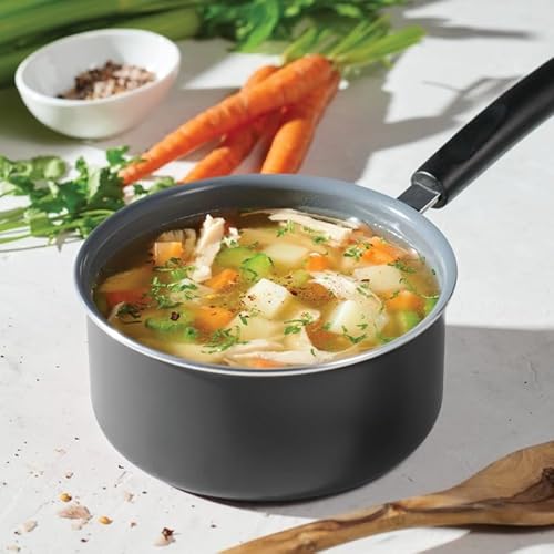 1 Quart Ceramic Steel Gray Open Sauce Pan