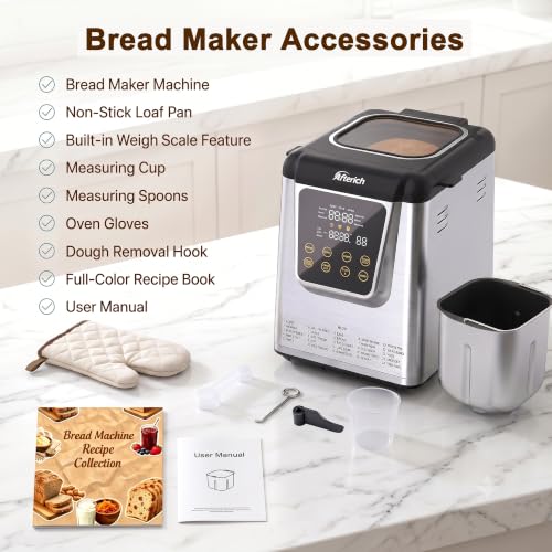 Bread Maker Stainless Steel Bread Machine, With App Control, Built-in Scale