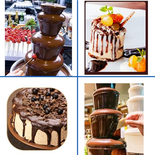 PreAsion Chocolate Fountain 110V Electric 4-Tiers Digital Chocolate Fountain Melting Machine Heating Fondue Fountain,3kg of chocolate