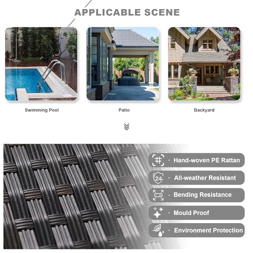 Kullavik 6PCS Outdoor Patio Furniture Set PE Wicker Rattan Sectional Sofa Patio Conversation Sets,Grey