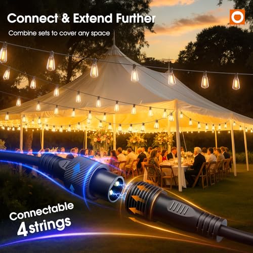 addlon 198FT Outdoor String Lights for Outside with Remote Waterproof Patio Lights with Plastic ST38 LED Edison Bulbs Outdoor Lighting Extra Long for Backyard Bistro Porch Garden Pergola Party Decor