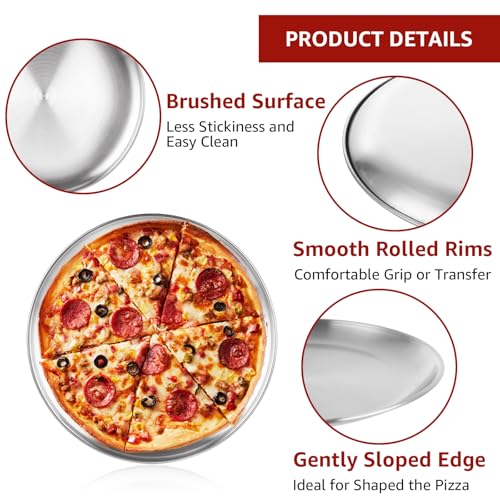 LANIAKEA 8 Pieces Stainless Steel Pizza Pans 8 Inch Round Pizza Oven Baking Serving Plate Tray Non-Stick Coating Pizza Plate for Pizza Pie Cookie, Baking, Serving, Dishwasher Safe