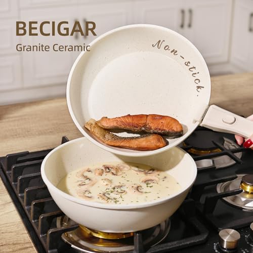 BECIGAR 23PCS Ceramic Pots and Pans Set,Nonstick, Removable Handle Pots and Pans Set, Stackable Pan Set, Ceramic Nonstick Pan Non Stick for Easy Cooking