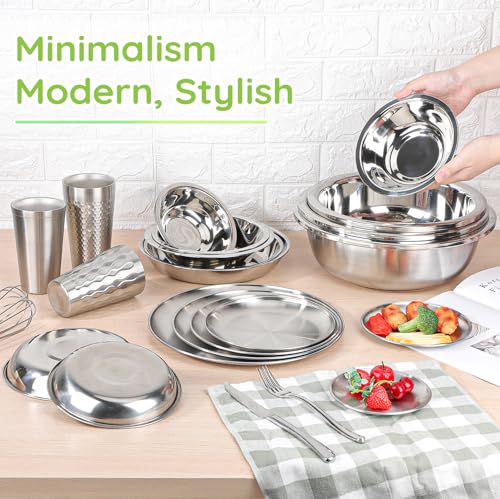 Offiper 304(18/8) Stainless Steel Mixing Bowls for Kitchen, 4 Pack 6.3" 13.67 fl.oz Metal Mixing Bowls Set Stackable for Baking Serving Cooking Food Prep Storage Dishwasher Safe Lightweight