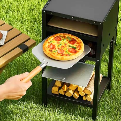 Happygrill 12” Pizza Oven Outdoor, Wood-Fired Pizza Stove with Ash Tray & Wood Storage, Pizza Stone, Pizza Peel & Oxford Cloth Cover, Multi-Fuel Pizza Maker for Patio, Backyard, Camping & BBQ