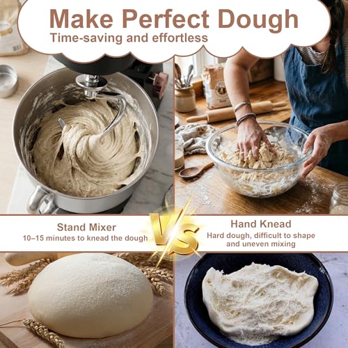 6.5 Qt 10-Speed Tilt-Head Stand Mixer with Dough Hook, Whisk, Beater & Splash Guard, Electric Kitchen Mixer for Baking, Cakes, Bread, and Home Cooking (Black)