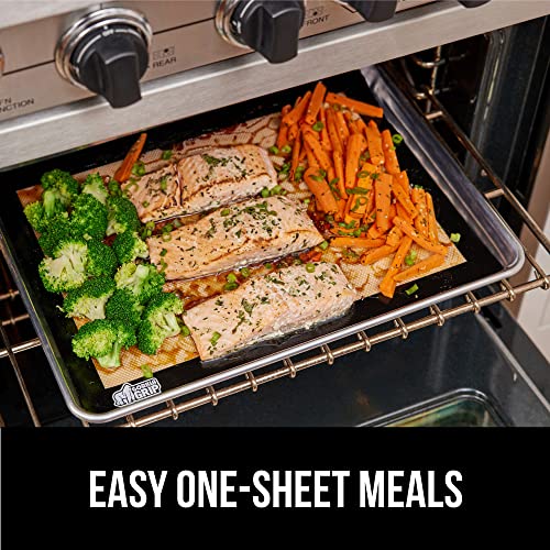 GORILLA GRIP Food Grade Reusable Nonstick Silicone Baking Mat 2PK, Oven Safe Cookie Sheet Liners, Up to 500 Degrees, No Mess Easy Clean Pastry Mats, Kitchen Essentials, 11.75x8.25 Quarter Sheet, Black
