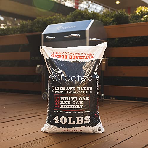 recteq Ultimate Premium Hardwood Grilling Cooking Pellet Barbecue BBQ Grill Smoker Blend with Red Oak, White Oak, Hickory Wood Pellets for Smokers, 40 Pound Bag