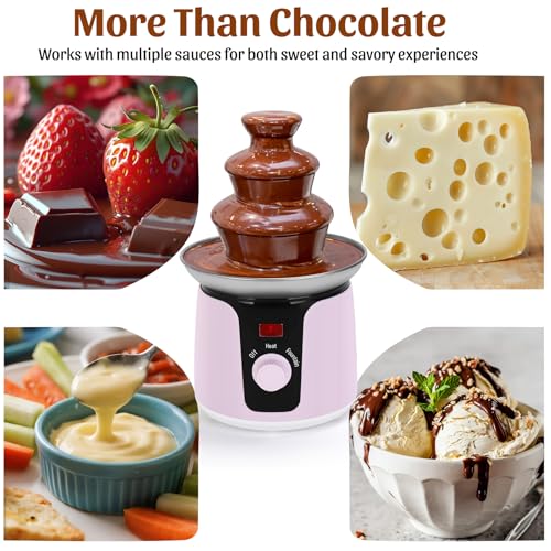 Chocolate Fountain Machine, 3-Tier Chocolate Fountain with 6 Forks, Portable Metal Chocolate Melt Machine for Party, Camping, Dessert Table, Birthday, Wedding