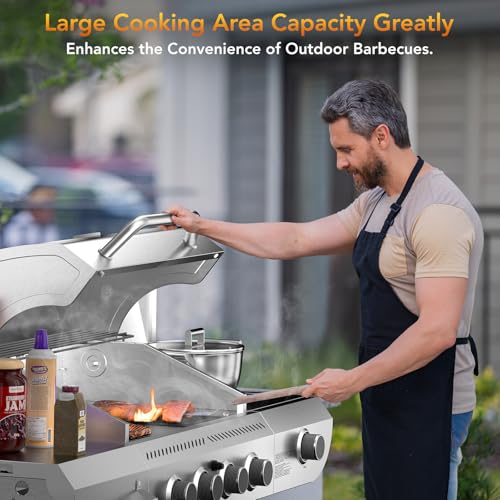 Electactic G41 Pro BBQ Grill,Heavy-Duty Stainless Steel Gas Grill, 4 Burner Gas Grill with Side Burner,42000 BTU Propane Grill for Outdoor Cooking,Barbecue,Garden and Patio Backyard