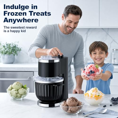 Ice Cream Maker & Shaved Ice Machine, 2-in-1 Slushie Machine