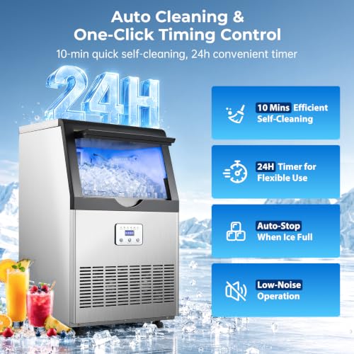 Zomagas 110LBS/24H Commercial Ice Maker Machine Under Counter/Freestanding