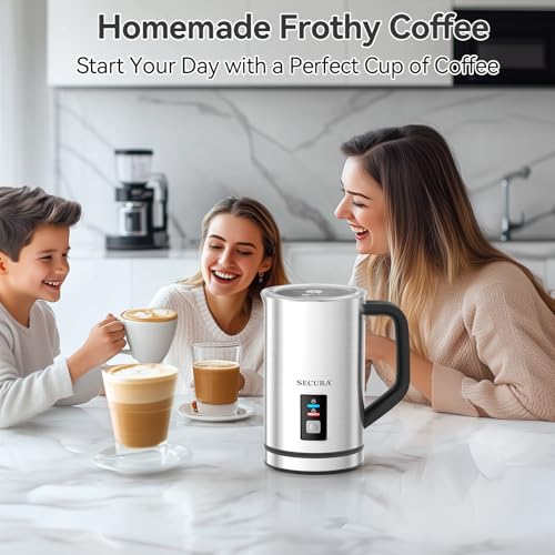 Secura Milk Frother, Electric Milk Steamer Stainless Steel, 8.4oz/250ml Automatic Hot and Cold Foam Maker and Milk Warmer for Latte, Cappuccinos, Macchiato, 120V