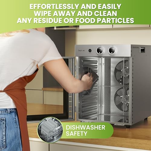Food Dehydrators Machine with 12 Stainless Steel Trays with Timer Setting Temperature Adjusted 68 ℉ to 194 ℉ Dryer for Herb Fruit Meat Vegetables Mushroom Beef jerky for Commercial Household large