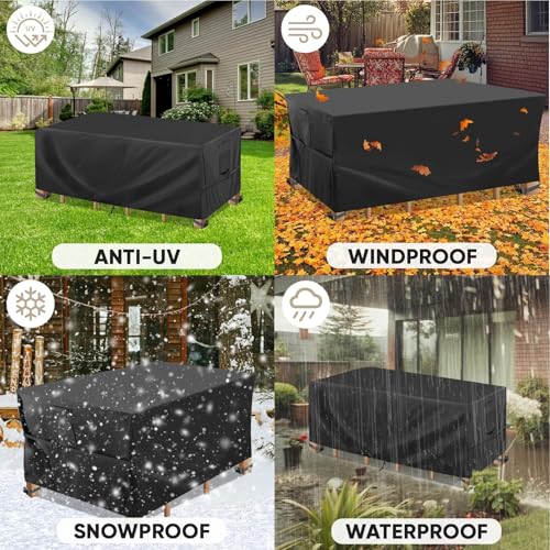 BALEINE Patio Furniture Covers, Outdoor Furniture Covers Waterproof, Heavy Duty Oxford Patio Table Cover for Outdoor Table, Chair, Sofa, Desk (Black, 108"L x 82"W x 28"H)