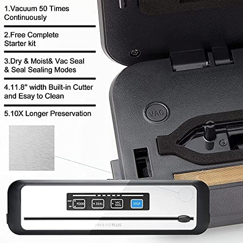 INKBIRD WIFI Sous Vide Cooker Bundle with Vacuum Sealer Machine | 1000W Sous-Vide Cooker Immersion Circulator with 14 Preset Recipes on APP and Thermal Immersion with Timer