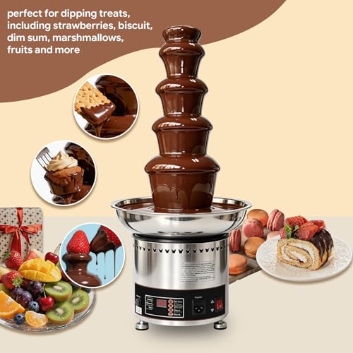 Commercial Chocolate Fountain Machine, Chocolate Fountains for Parties Weddings and Parties 4 Tier Chocolate Fountain Machine for Melts Cheese, Queso, Candy and Liqueur (5 Tier)