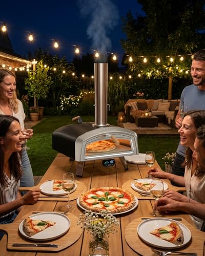 Mimiuo Smart 16 Inch Pizza Oven with Digital Temperature Display – Outdoor Charcoal Wood Pizza Oven with 3 Cooking Modes (Classic/Neapolitan/Custom), Celsius/Fahrenheit Switch, Color-Coded Guide