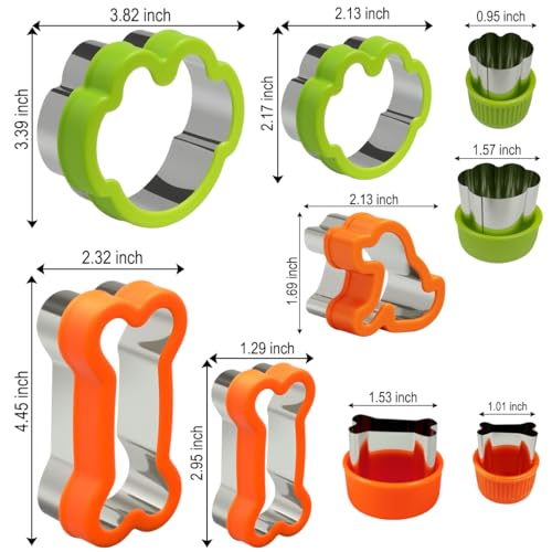 Dog Cookie Cutter Set, 9 Pieces - Bone, Paw Print, Puppy Shape Cookie Mold, Stainless Steel Dog Treats Biscuit Cutters with Plastic Cover, Assorted Sizes