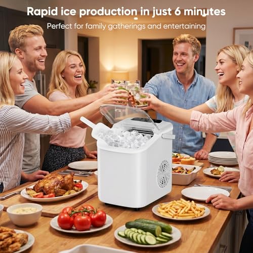 DUMOS Ice Makers Countertop Ice Machine with Portable Handle Compact Size