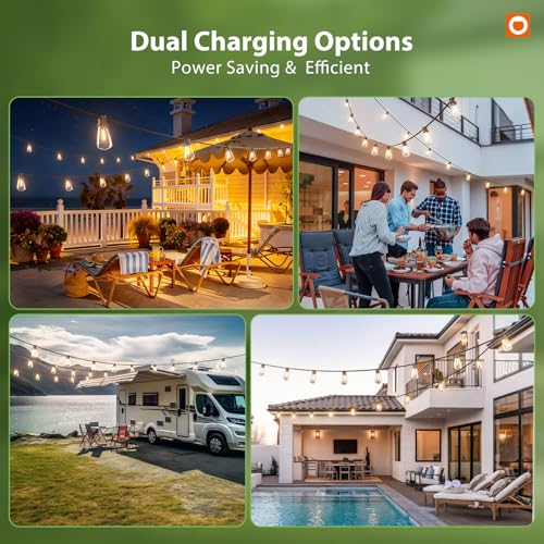 addlon 198FT(192+6) Solar String Lights Outdoor Waterproof, 60+4 LED Bulbs, Shatterproof Patio Lights with Remote, Dimmable & Timing, Hanging Lights for Garden Backyard Party Wedding Camping Decor