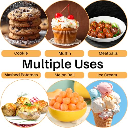 JUNADAEL J Cookie Scoop Set, Cookie Scoops for Baking Set of 3, Cookie Dough Scoop, 1 Tablespoon/ 2 Tablespoon/ 3 Tablespoon, Red/Black/Mint Handle, For Cookie Cupcake Muffin Ice Cream Truffles