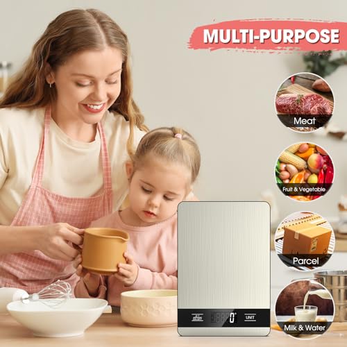 Mik-Nana Food Scale, 11lb Digital Kitchen Scale with LCD Display 6 Units Tare Function, Stainless Steel Weight Grams and Ounces for Baking, Cooking and Meal Prep (Batteries Included)