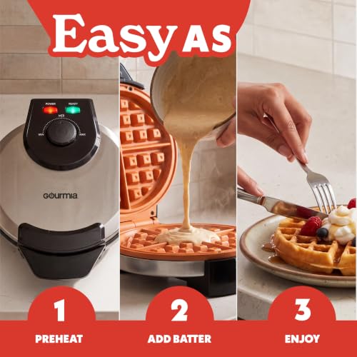 Gourmia Belgian Waffle Maker - Nonstick Cooking Plates, Stainless Steel