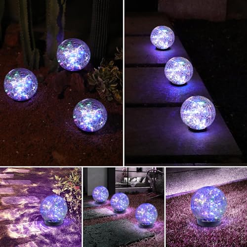 MLKNK Solar Globe Lights Outdoor Waterproof-Solar Balls-Solar Garden Lights-Orbs for Outside 2 Pack Cracked Glass Ball for Lawn Patio Yard Backyard Decorations