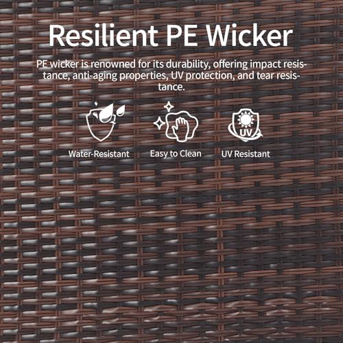 EortheX Patio loveseat 2-Seat Rattan Wicker Sofa,Blue,for Deck Garden