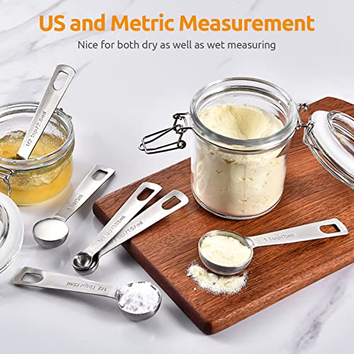 U-Taste 18/8 Stainless Steel Measuring Spoons Set: 7 Piece - 1/8, 1/4, 1/2, 3/4 tsp, 1 tsp, 1/2 & 1 tbsp for Dry & Liquid Ingredients