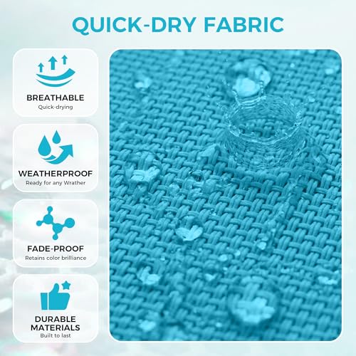 Garvee Outdoor Lounge Chair, Adjustable Patio Reclining Chaise with Textilene Fabric, Pool Lounge Chair with 5-Position Backrest for Patio, Garden, Poolside & Balcony,Sky Blue Set of 2