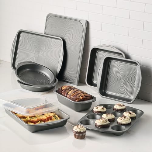Circulon Total Nonstick Bakeware Set, Metal Baking Pans Set, 10-Piece, Gray