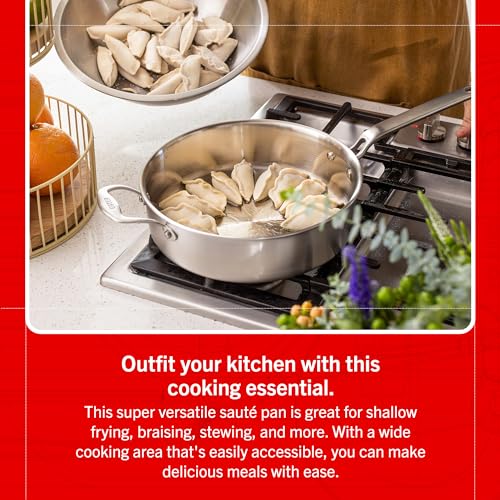 Heritage Steel x Eater 4 Quart Sauté Pan | Made in USA | 5-Ply Fully Clad Stainless Steel Saute Pan | Stay Cool Handle | Non Toxic Induction Pan