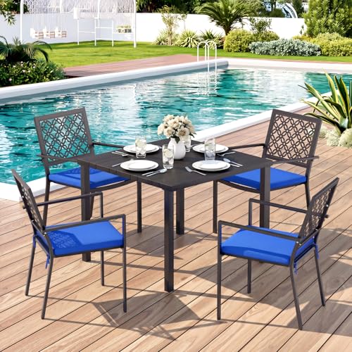 5 Piece Outdoor Dining Set with 4 Dining Chair for Deck Garden Poolside