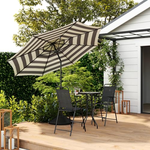 Abba Patio 9FT Lyon Outdoor Patio Umbrella Outdoor Table Umbrella with Push Button Tilt and Crank Market Umbrella 8 Sturdy Ribs UV Protection Waterproof for Garden Deck Backyard Pool, Black & Ivory