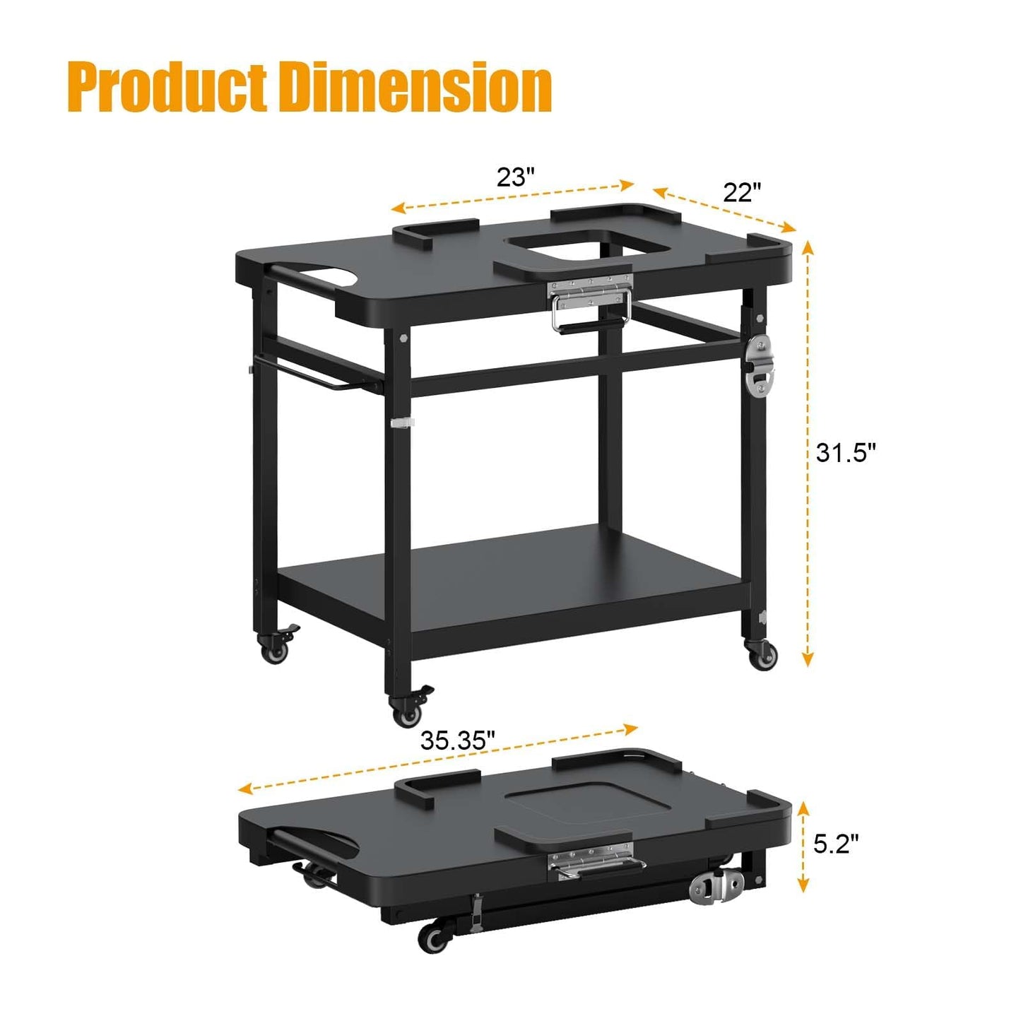 Universal Grill Stand for Ninja Woodfire Outdoor Grill,Portable Foldable Grill Cart Table for XSKUNSTAND OG700 OG800 OG900 OO101 SER Smoker Pizza Oven Accessories with 4 Wheels & Grill Cover