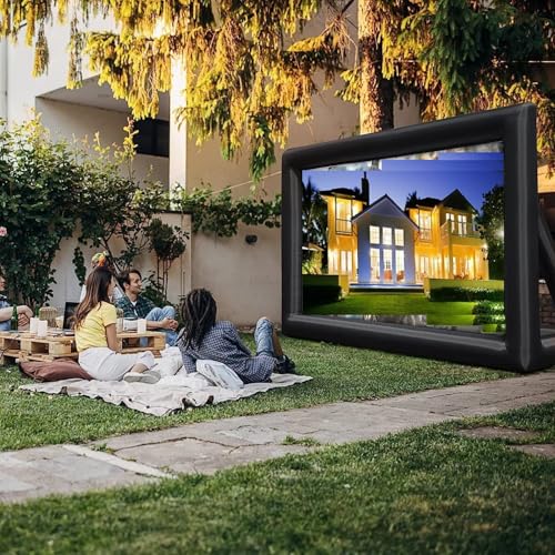 20FT/6.1m Inflatable Cinema Screen IPX4 | 250W High-Performance Blower & Paracord Anchoring System | Dual-Side 95% NTSC Projection for Stadium Events, Outdoor Cinemas, Festival Productions